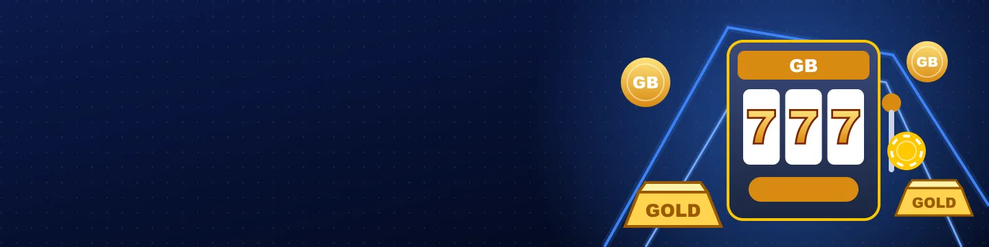 Baner Gold Bet Casino ze złotą sztabką, monetami i automatem